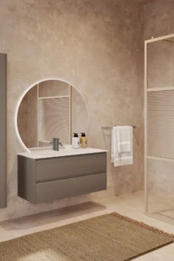 Allaskaappi altaalla Hietakari Corian L04, 984x455x490 mm, valkoinen Corian-allas, eri värejä
