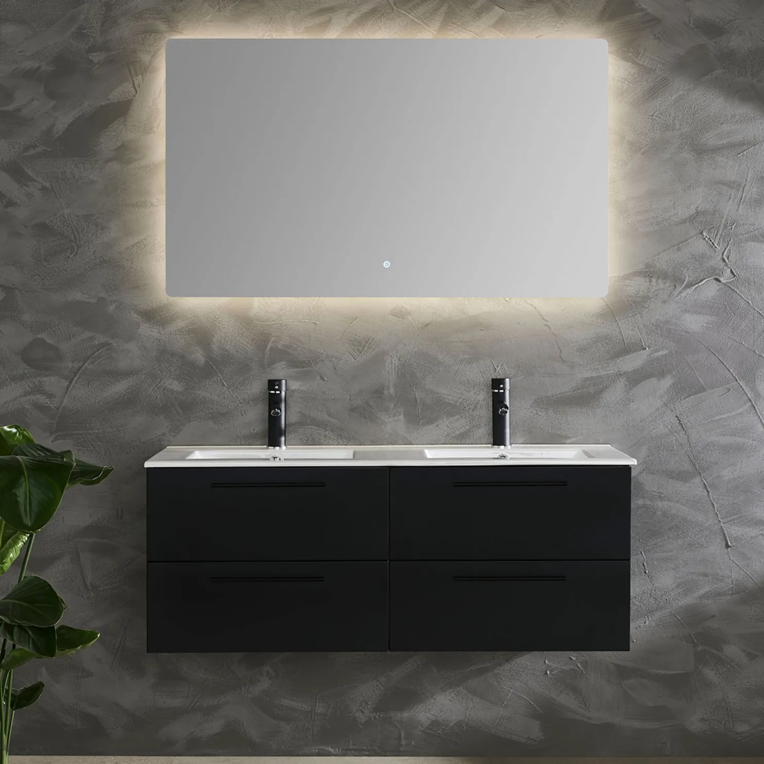 Allaskaappi kaksoisaltaalla Bathlife Lust 1200x480 mm musta