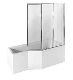 Ammeseinä Interia Premium Beta 3 1300 x 1400 mm suorakulmaiselle ammeelle kromattu alumiini kirkas turvalasi