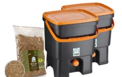 Bokashi keittiökompostori BioProffa Organko tuplapakkaus 16 l musta/oranssi