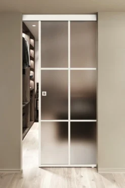Kattokiinnitteinen liukuovi Hietakari Inne C1P Paris, soft closing -mekanismilla, mittatilaus, eri vaihtoehtoja