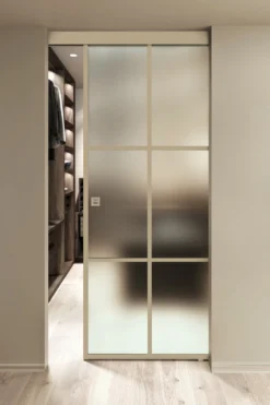Kattokiinnitteinen liukuovi Hietakari Inne C1P Paris, soft closing -mekanismilla, mittatilaus, eri vaihtoehtoja