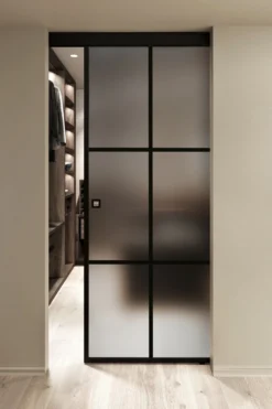 Kattokiinnitteinen liukuovi Hietakari Inne C1P Paris, soft closing -mekanismilla, mittatilaus, eri vaihtoehtoja