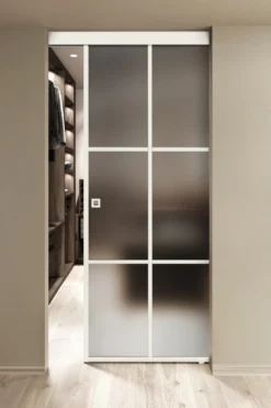Kattokiinnitteinen liukuovi Hietakari Inne C1P Paris, soft closing -mekanismilla, mittatilaus, eri vaihtoehtoja