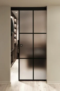 Kattokiinnitteinen liukuovi Hietakari Inne C1P Paris, soft closing -mekanismilla, mittatilaus, eri vaihtoehtoja