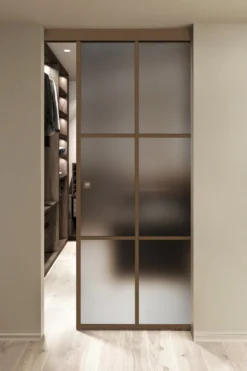 Kattokiinnitteinen liukuovi Hietakari Inne C1P Paris, soft closing -mekanismilla, mittatilaus, eri vaihtoehtoja