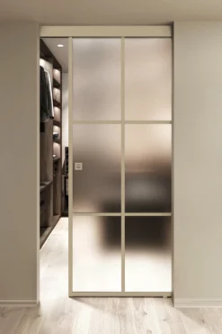 Kattokiinnitteinen liukuovi Hietakari Inne C1P Paris, soft closing -mekanismilla, mittatilaus, eri vaihtoehtoja