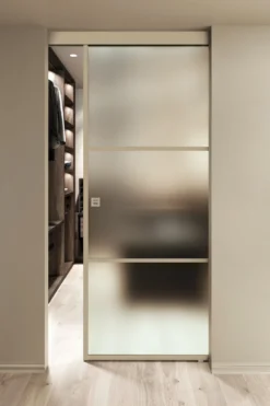 Kattokiinnitteinen liukuovi Hietakari Inne C1T Tokyo, soft closing -mekanismilla, mittatilaus, eri vaihtoehtoja