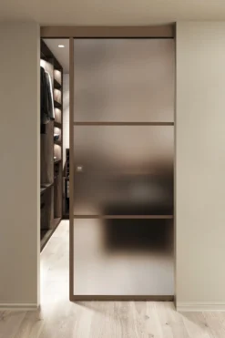 Kattokiinnitteinen liukuovi Hietakari Inne C1T Tokyo, soft closing -mekanismilla, mittatilaus, eri vaihtoehtoja