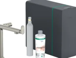 Keittiöhana Hansgrohe Aqittura M91 SodaSystem 210, ulosvedettävä juoksuputki 1jet, aloitussarja, ruostumaton teräs