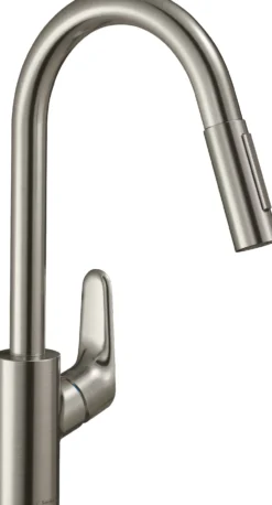 Keittiöhana Hansgrohe Focus M41 240 2jet, ulosvedettävä juoksuputki, ruostumaton teräs