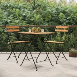 Kokoontaitettava Bistrosarja, tiikki ja teräs, 3 osaa