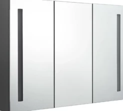 Kylpyhuoneen LED-peilikaappi, 89x14x62cm, harmaa