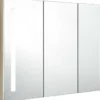 Kylpyhuoneen LED-peilikaappi, 89x14x62cm, valkoinen ja tammi