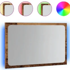 Kylpyhuoneen peili LED-valoilla, koot 60x8,5x37 cm ja 60x8,5x38 cm, eri värejä (07779)