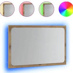 Kylpyhuoneen peili LED-valoilla, koot 60x8,5x37 cm ja 60x8,5x38 cm, eri värejä (07779)