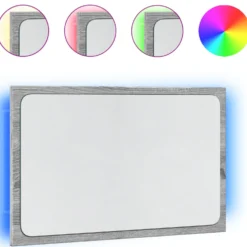 Kylpyhuoneen peili LED-valoilla, koot 60x8,5x37 cm ja 60x8,5x38 cm, eri värejä (07779)