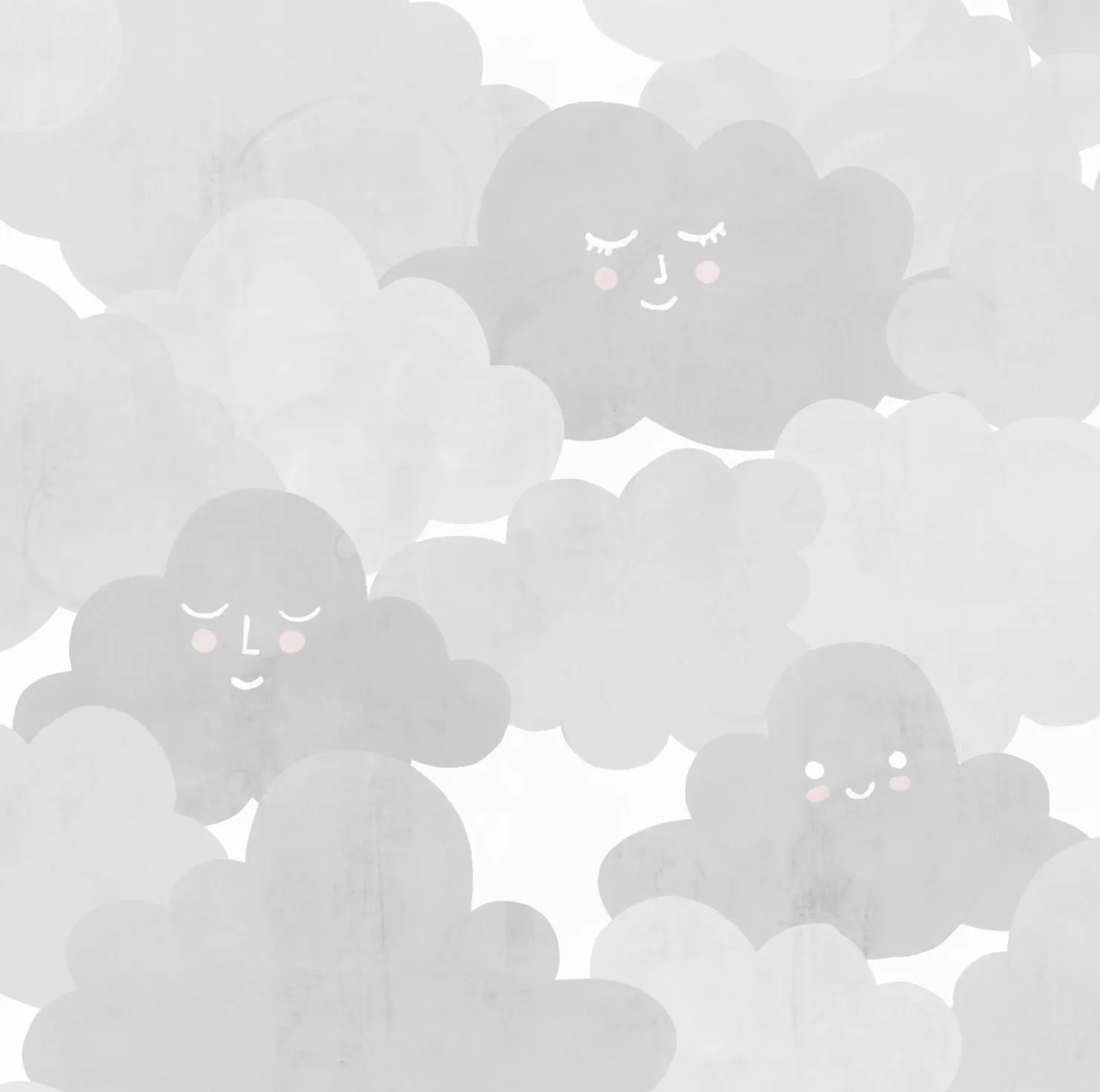 Lastenhuoneen tapetti Rebel Walls Happy Clouds Graphite, pilvi, harmaa