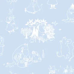 Lastenhuoneen tapetti Sandudd Muumi 5350-3, sininen, non-woven