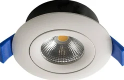 LED-alasvalo Airam Compact, Ø90x40mm, IP44, 7W/830, himmennettävä, suunnattava, valkoinen