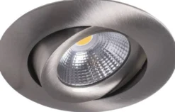LED-alasvalo Airam Compact Ø90x40 mm IP44 7W/830 himmennettävä suunnattava satiini nikkeli