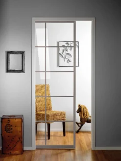 Liukuovi seinän sisään Stella Pocket Door M10 ristikko 1025x2040mm alumiini