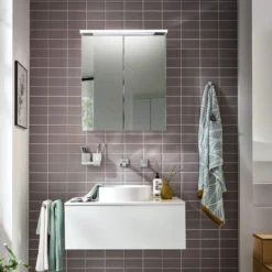 Peilikaappi LED-valaisimella Bathlife Glänsa 600 mm valkoinen