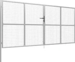 Puutarhaportti galvanoitu teräs 415x200cm hopea
