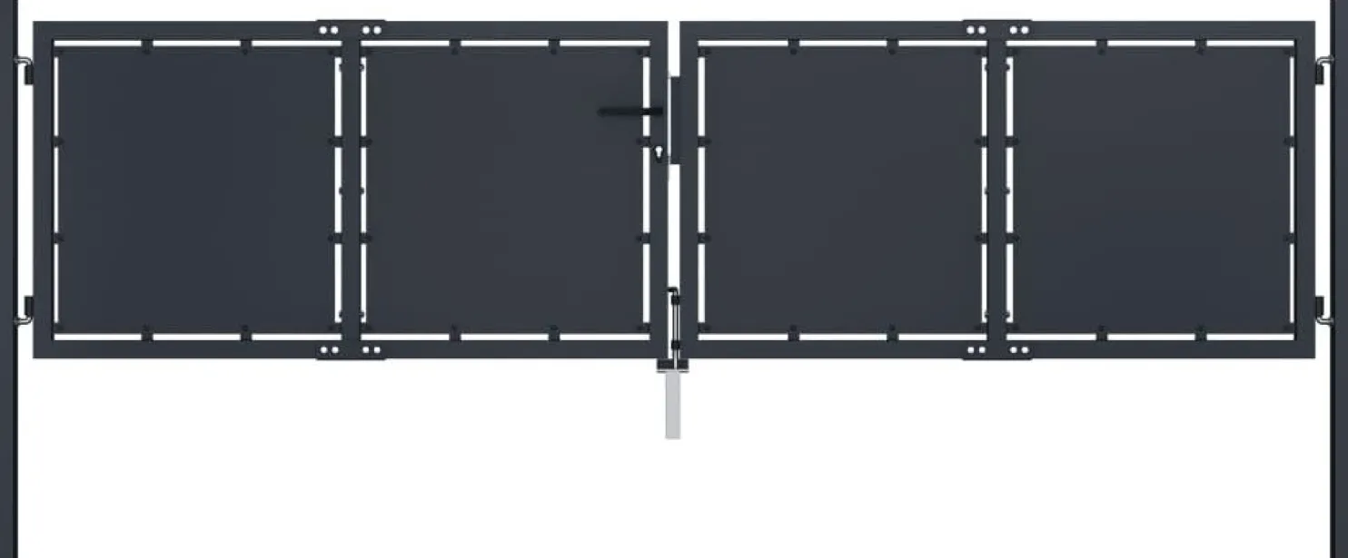 Puutarhaportti teräs 300x75cm umpinainen antrasiitti