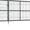 Puutarhaportti tolpilla teräs 350x140cm antrasiitti