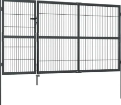 Puutarhaportti tolpilla teräs 350x140cm antrasiitti