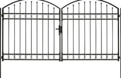 Puutarhaportti tuplaovi kaareva yläosa teräs 300x175cm musta
