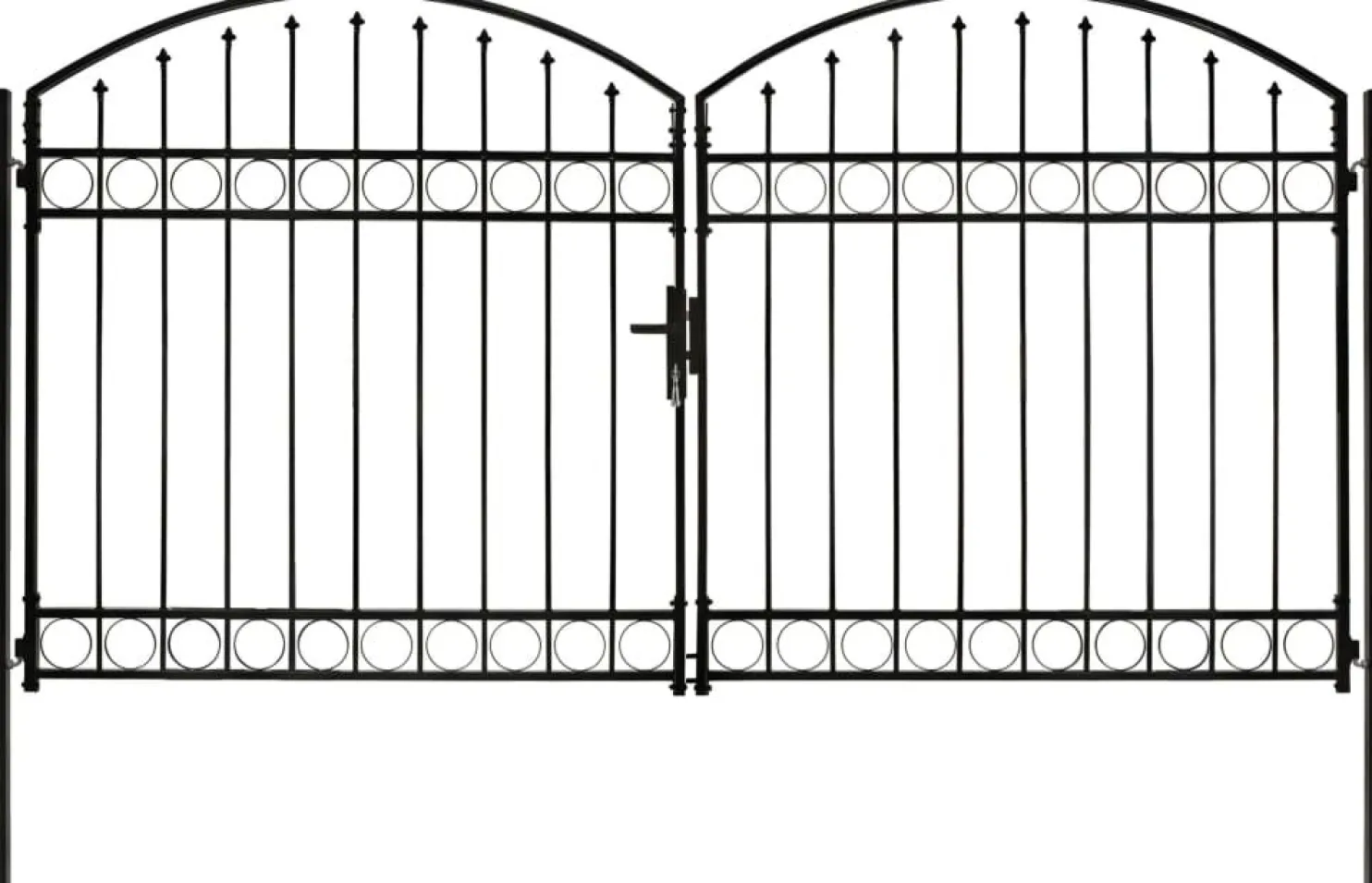 Puutarhaportti tuplaovi kaareva yläosa teräs 300x175cm musta