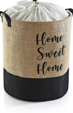 Pyykkikori Linento Home Sweet Home, 37x40cm, vaaleanruskea