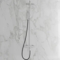 Sadesuihkusetti Scandtap Pleasure 3 Classic, termostaattihanalla, suihkupää ⌀250mm, juoksuputkella, kiiltävä teräs