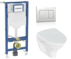 Seinä-WC-paketti IDO Glow Classic Rimfree, Geberit Duofix Sigma -seinätelineellä ja istuinkannella, huuhtelukaulukseton