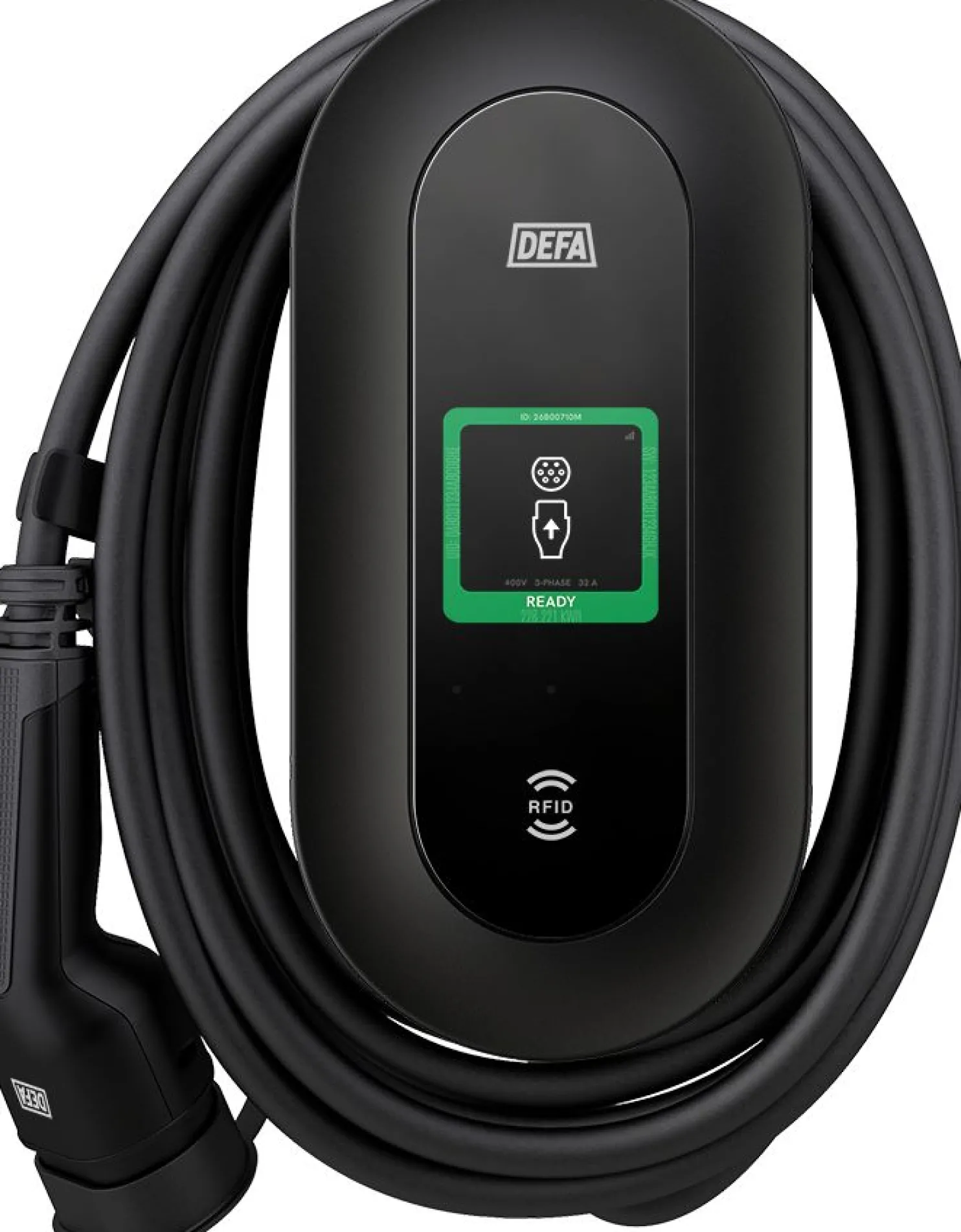 Sähköauton latausasema Defa Power, Type2, 22kW(3x32A), 6m kaapeli, wifi, RFID, latausteho ohjautuu pörssisähkön mukaan