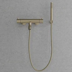 Suihkusetti Scandtap Steel Pleasure 4, termostaattihanalla ja juoksuputkella, Champagne