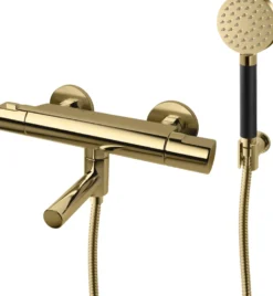 Suihkusetti Tapwell ARM026 Honey Gold, termostaattihanalla, juoksuputkella, kiiltävä kulta