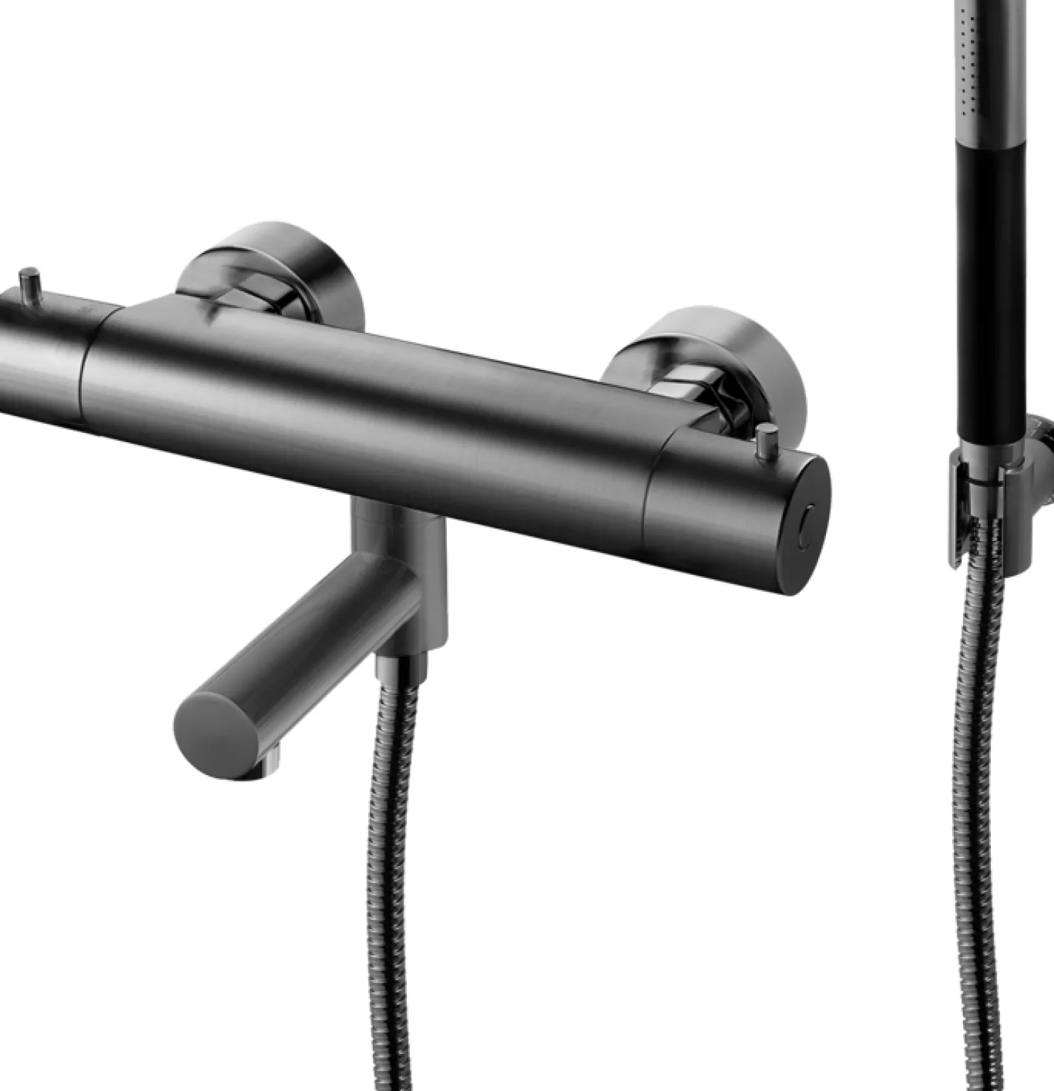 Suihkusetti Tapwell EVM026 Brushed Black Chrome, termostaattihanalla, juoksuputkella, harjattu musta