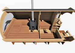 Tynnyrisauna Valter Delux ARCTIC FINLAND HOUSE Ø 2,3x4,2 m sis. kiuas ja hormi