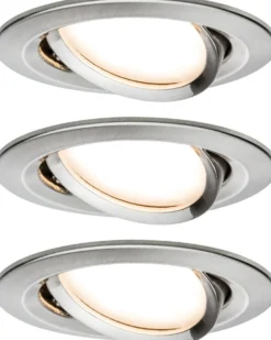 Upotettava LED-valaisin Paulmann Nova Plus Coin, 3kpl, Smart Home Zigbee 3.0, Ø84mm, 2700K, himmennettävä, harjattu rauta