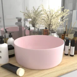 Ylellinen pesuallas pyöreä matta pinkki 40x15 cm keraamiikka