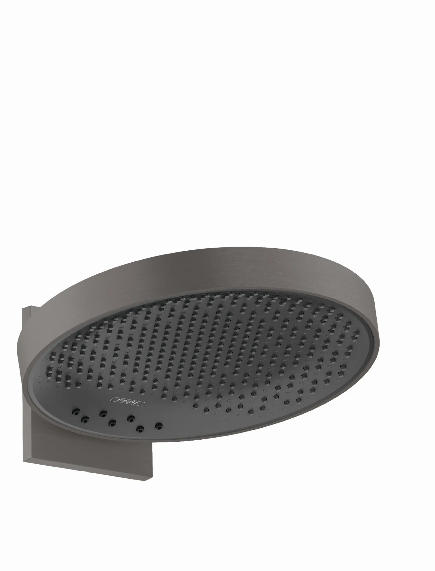 Yläsuihku Hansgrohe Rainfinity 360 3jet PowderRain, piiloasennus seinään iBoxilla, harjattu musta kromi